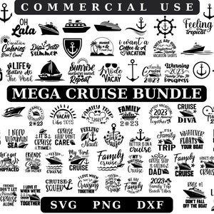 クルーズ メガ SVG バンドル - 家族旅行とクルーズ スクワッド デザイン、クルーズ シップ SVG コレクション: 航海バンドル ファミリー