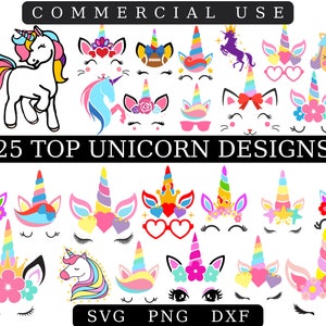 Unicorn Floral Face SVG Bundle: 25 Designs (Digital Download)