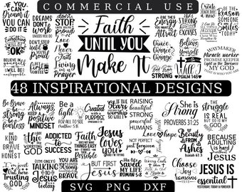 Paquete SVG de citas inspiradoras: frases positivas, esfuerzo y fe (descarga digital)