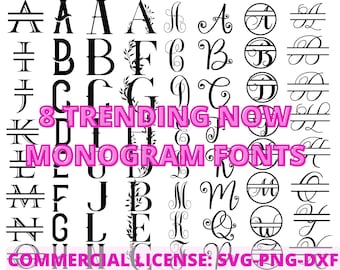 Monogram SVG Bundle: Fancy Fonts, Cut Files (Digital Download)