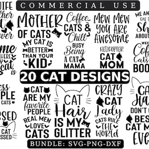 Cat Quotes Svg Bundle - Cat Mom -  Cat - Funny Quotes - Mom Life -  Pet Svg - Cat Lover Svg - Mom Quotes Svg - Png - Cricut Files