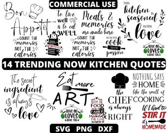 Kitchen Quotes SVG Bundle: Cooking & Baking Designs (Digital Download)