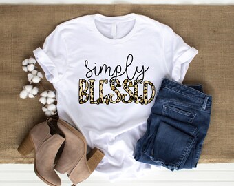 Simply Blessed Leopard Print Design: Christian Sublimation (PNG, SVG, DXF)