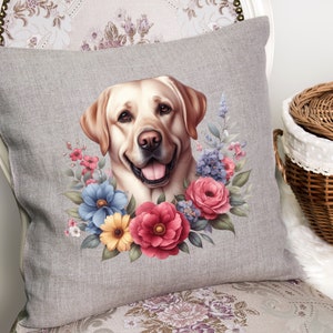 Labrador Retriever Pollow Case Clipart Floral Dog Puppy Clipart Png Sublimatie, Digitale Planner, Junk journal, Digitale Download, Commercieel Gebruik