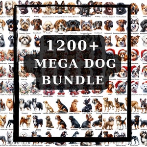 1200+ Dog Clipart Bundle Puppy Mega Watercolor Dog Clipart Sublimation Designs, Dog Breed PNG File,Cute Digital Illustration,Portrait Prints