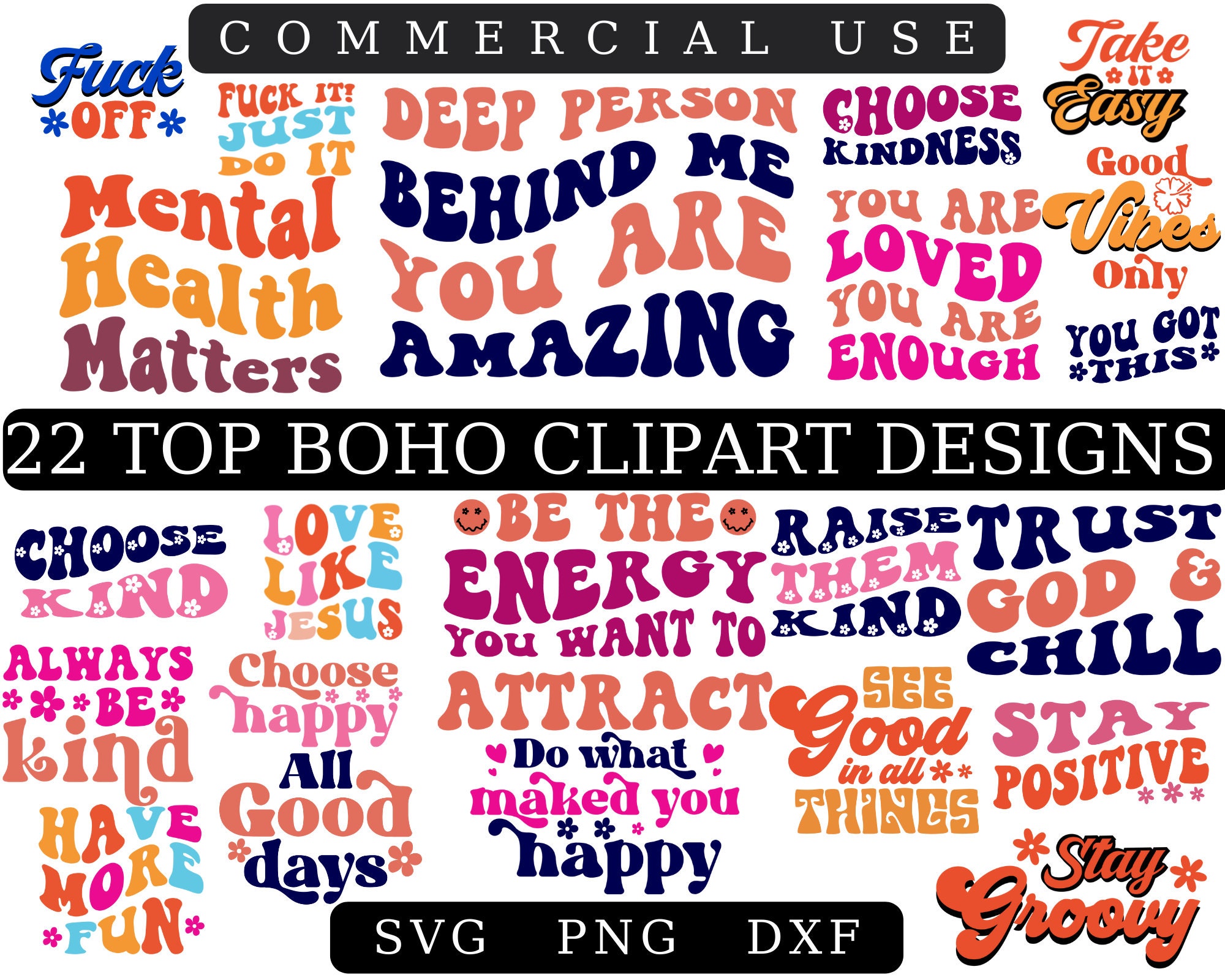 Boho Inspirational Quote Bundle Boho Quote Svgtrendy Quote Etsy