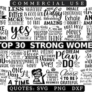 TOP 30 Strong Women Bundle SVG - Citations de femmes SVG - Lady Boss svg - Girl Power svg - Féministe svg - Fichiers de coupe pour Cricut et Silhouette