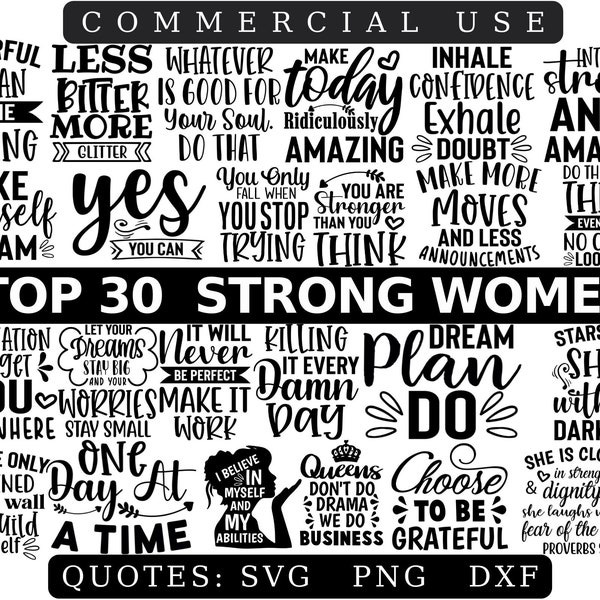 TOP 30 Strong Women Bundle SVG - Woman Quotes SVG - Lady Boss svg - Girl Power svg - Feminist svg - Cut Files for Cricut and Silhouette