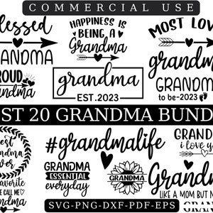 Grandma Shirt SVG Bundle: 20 Quotes, Mother&#39;s Day (Digital Download)