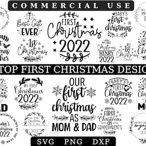 Primer paquete de navidad svg, navidad svg, camisa de Navidad svg, primer svg de Navidad, adorno de navidad svg, primera Navidad como mr y mrs svg