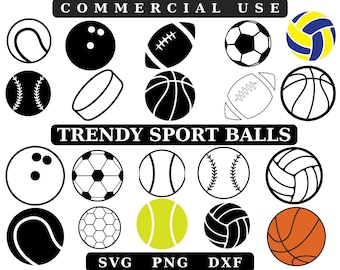 Sports Balls SVG Bundle: Baseball, Football, Basketball (Digital Download)