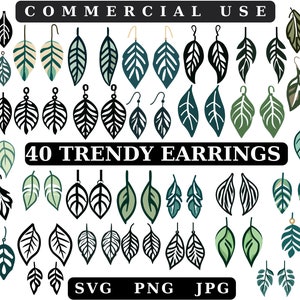 Leaf Earrings SVG Bundle: Faux Leather Template (Digital Download)