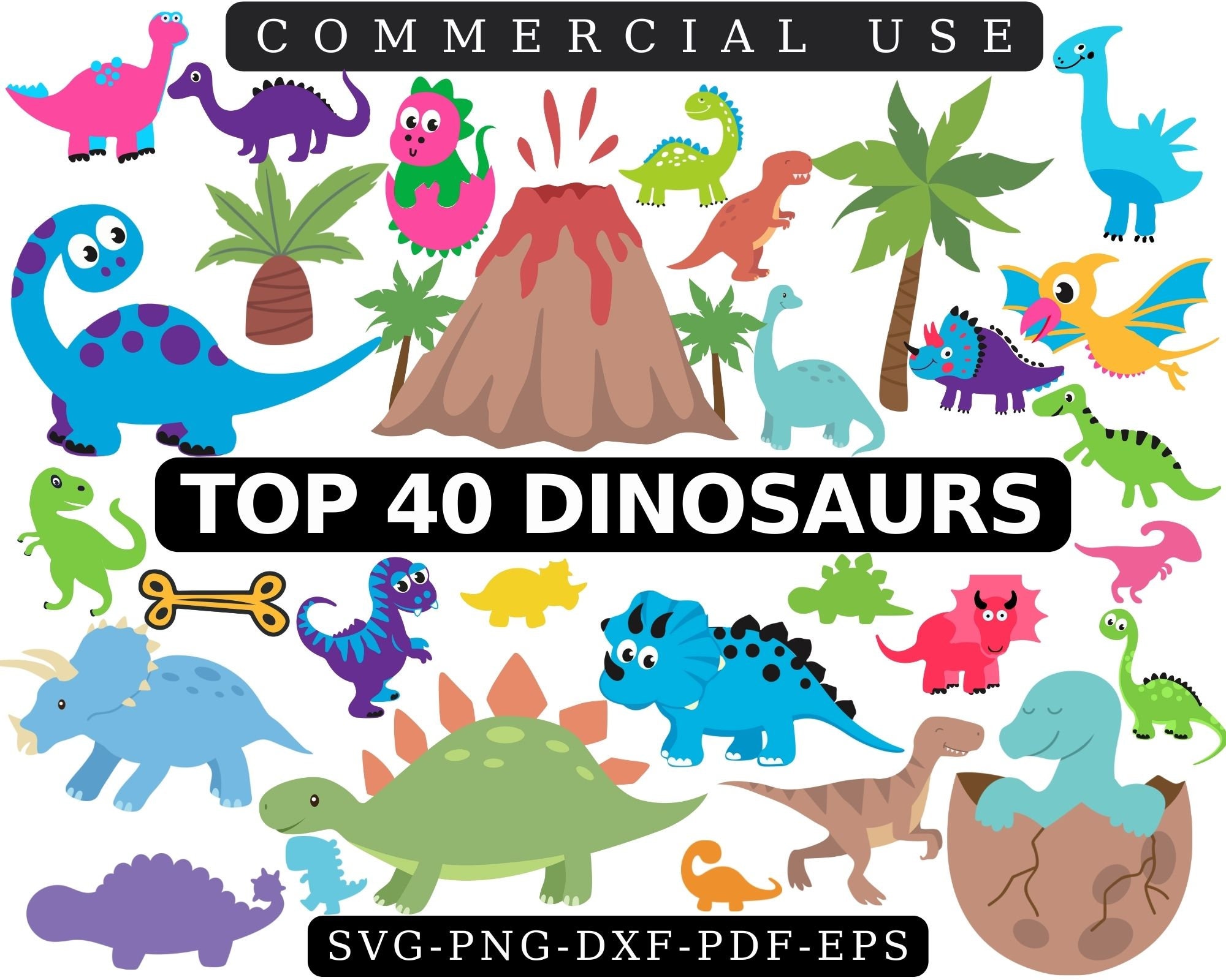 DINOSAUR SVG BUNDLE Dinosaurs Clipart Svg Files T-rex Svg - Etsy