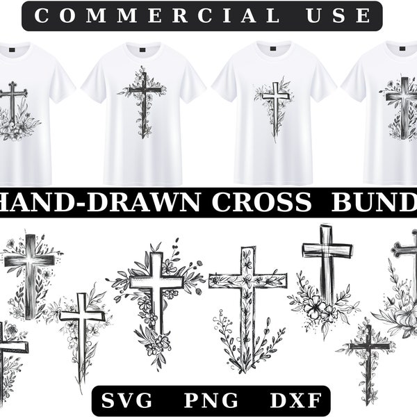 Flower Cross Clipart, Cross clip art, Aquarelle Bundle PNG, fichiers clipart aquarelle croix florale, Farmers house Faith Svg, Religious Svg