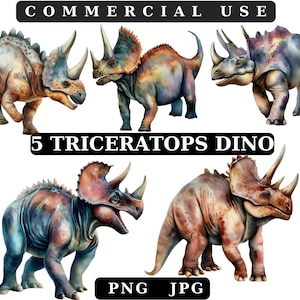 Triceratops PNG, Dinosaur Clipart, Watercolor Dino, Animal Clipart,Dinosaur Silhouette SVG Files For Cricut, Dino, Png