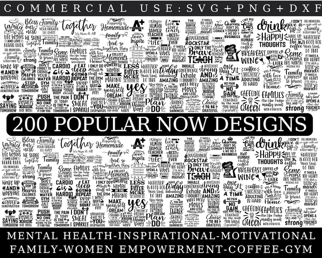 200 Trendy Quotes SVG PNG DXF Bundle - Commercial Use - Etsy