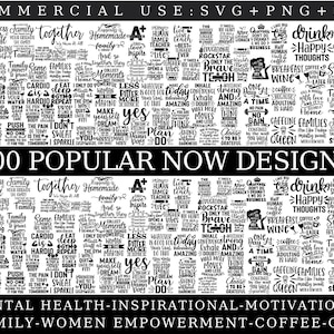 200種類のトレンド名言集 SVG PNG DXF バンドル - 商用利用
