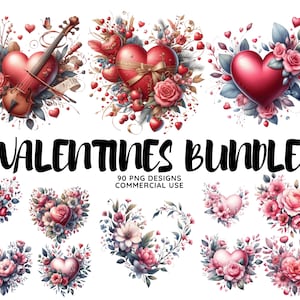 Aquarell Valentinstag Herz Rose Blumen Clipart, rote Valentinstag Blumen Clipart, Valentinstag PNG, Liebe Zweig Kranz, kommerzielle Nutzung