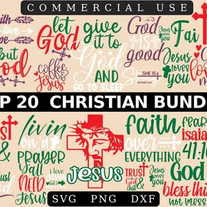 Christliches Bundle SVG, Schrift-Bundle, Instant Download, Bibelvers-Bundle, Schnittdateien für Cricut, religiöses SVG, Jesus, Gott, Glaube svg dxf