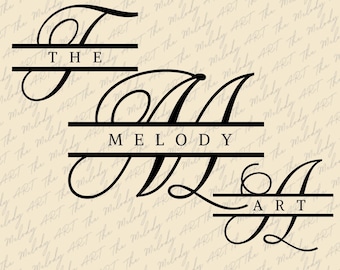 Split Monogram Frame Alphabet: SVG, PNG, DXF Files (Digital Download)