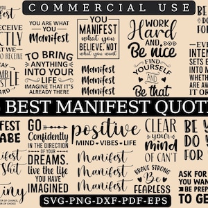 Manifest SVG PNG DXF - Manifestation Svg Bundle - Inspiracja Motywacja - Prawo Przyciągania Svg - Cricut - Sylwetka - Pobieranie cyfrowe