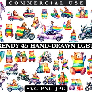 LGBTQ SVG Bundle, LGBT svg, Pride svg, Lgbtq Png Clipart, Rainbow Sublimation Design, Pride Month Clipart para uso comercial, Rainbow Svg Png