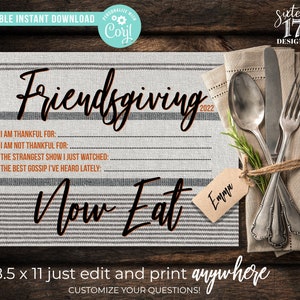 Friendsgiving Spiel Dekoration Tischset - Sofort zu Hause ausdrucken! Thanksgiving Decor1734