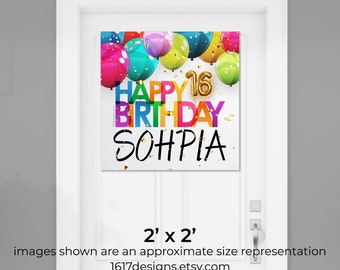 Birthday Sign Decoration with Name and Age.  Birthday Gift for Bedroom Door or Front Door, Porch or Anywhere! Custom Birthday Banner