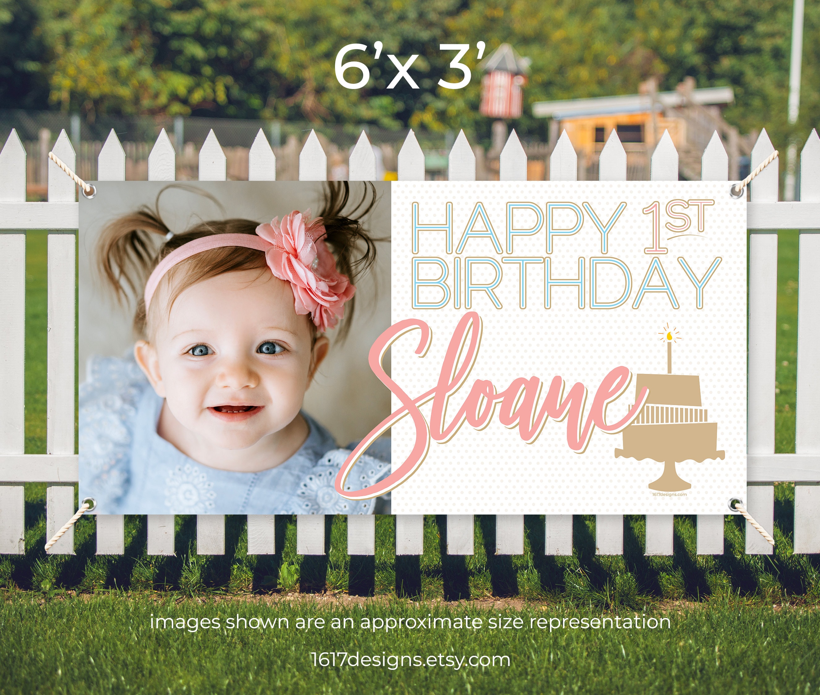 Custom Birthday Banner Pink Gold Sweet Cake Birthday Banner Etsy