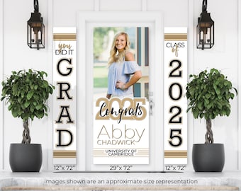 Graduation Banner 2025 Custom Set of Front Door, Porch, Hanging Banner Preschool, Middle School, High School, College, University Graduation