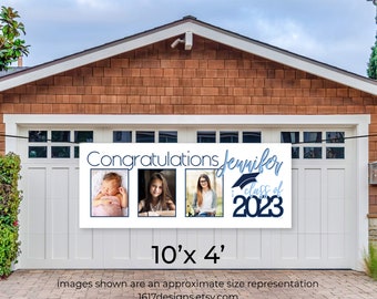 Graduation Banner 2024, Custom Multi Photo, Door, Porch, Hanging Banner, Middle School, High School, College, University, Grad Class of 2024