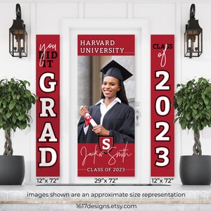 Graduation Banner 2024 Grad Decoration 2024  Custom Set of Front Door, Porch, High School, College, University Graduation Party Decor