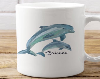 Dolphin Personalized Name Coffee Mug Microwave Dishwasher Safe Ceramic Cup