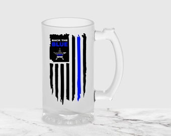 Police Beer Mug Set with Gift Box-Unique 3D Lava Design-Gift for Police Officer-Home Bar Gift for Police Man-Wedding Beer Stein
