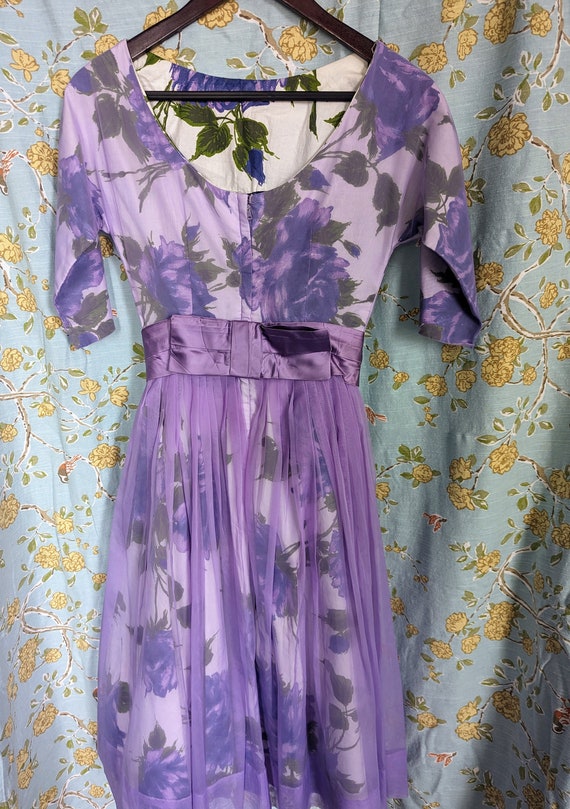 Vintage 1950s Violet Purple Party Dress, Extra Sm… - image 6
