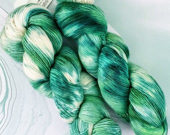 Indie Hand Dyed Hand Painted Organic Merino Wool Yarn *Tall Grass*