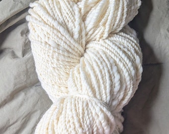 Pure Merino Wool Hand Spun Undyed Yarn Creamy Natural White