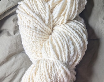 Pure Merino Wool Hand Spun Undyed Yarn Creamy Natural White