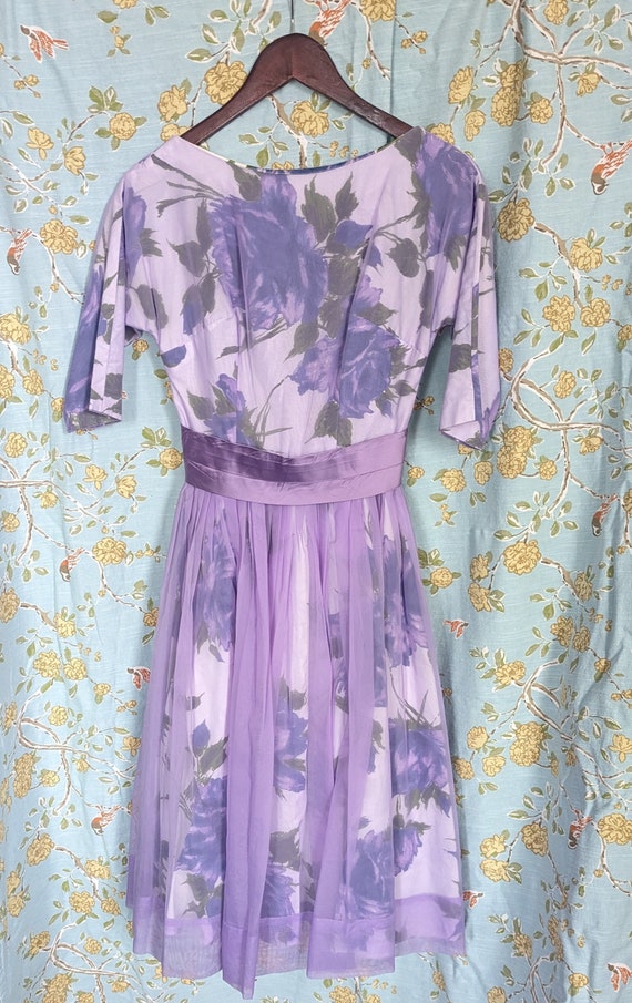 Vintage 1950s Violet Purple Party Dress, Extra Sm… - image 1