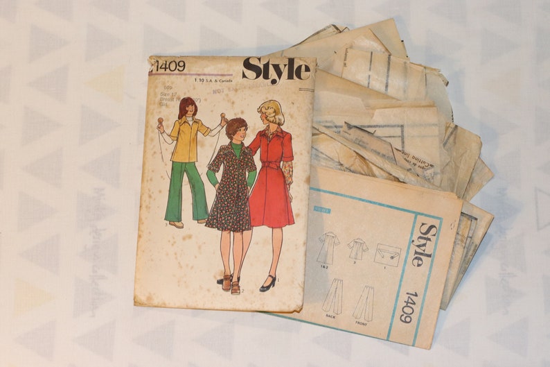Rare Vintage Pattern Girl Size 12-1975 DressTop /& Trousers Style 1409