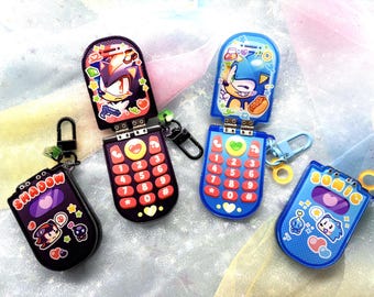 Flip Phone Keychains - Sonic and Shadow