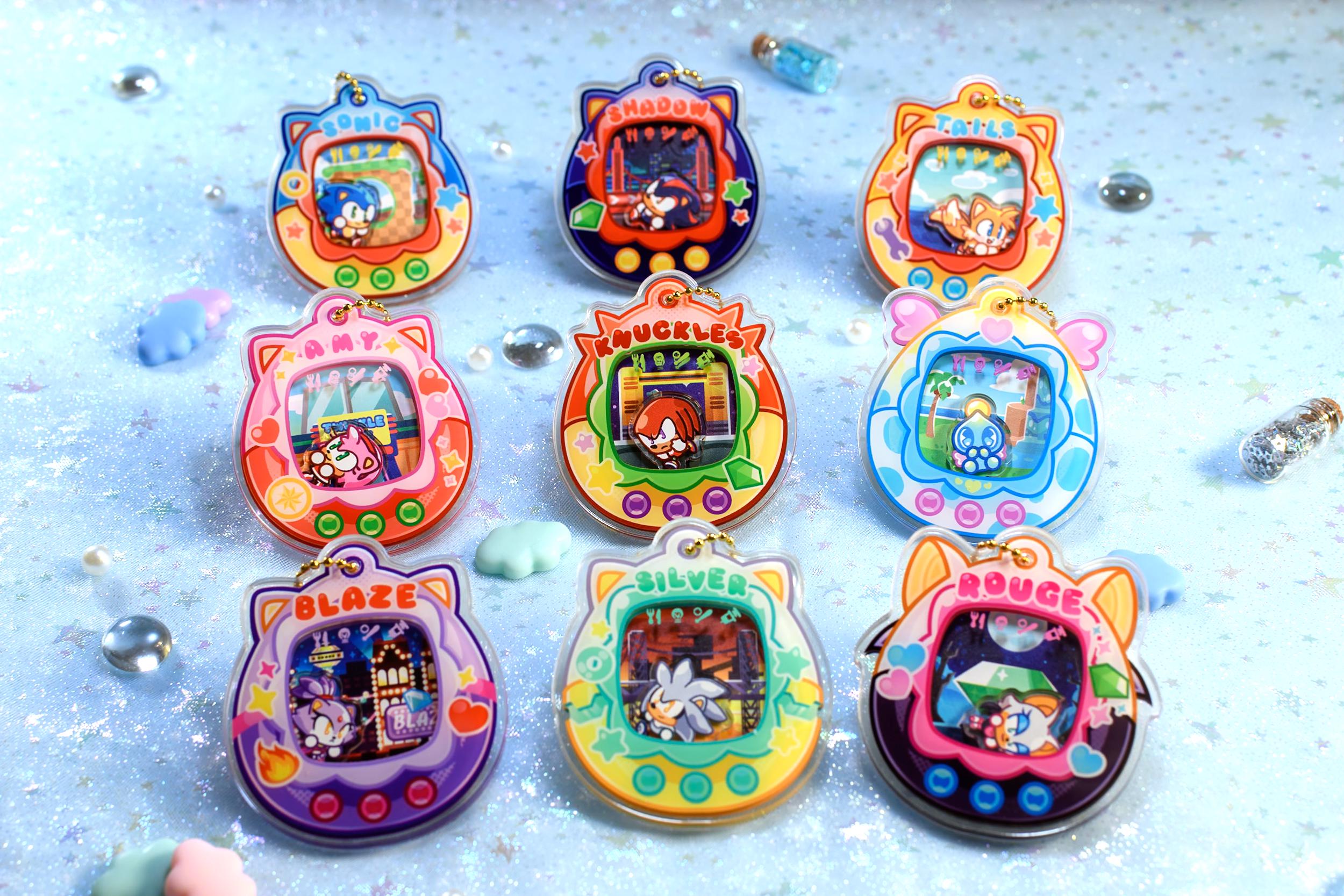Sonic Tamagotchi Keychains - Shadow Chao Knuckles Tails Amy Silver