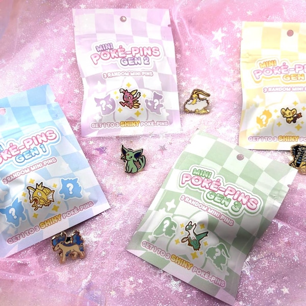 Mini Poké-Pins Enamel Pins Mystery Shiny Blind Packs