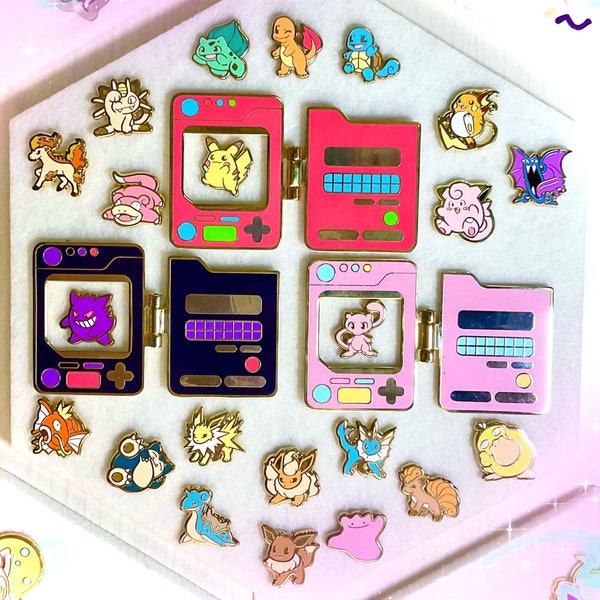 Pokédex Hinged Enamel Pin - Mini Switchable Pokémon Pins