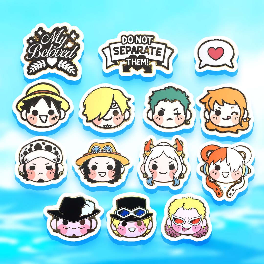 20Pcs One Piece Straw Hat Pirate Enamel Pins Luffy Sabo Ace Zoro Sanji Law  Badge