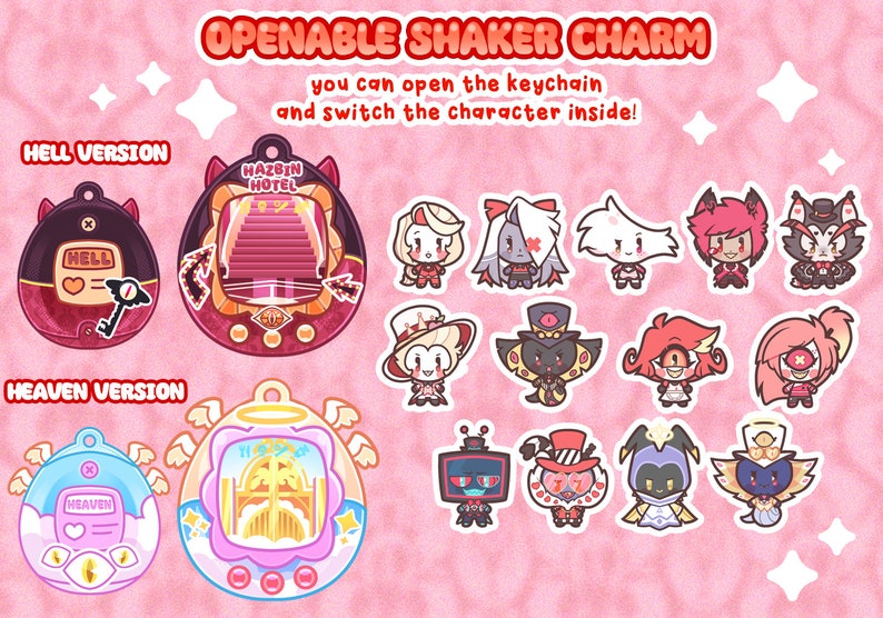 Hazbin Hotel Tamagotchi Openable Shaker Keychain Charm image 1