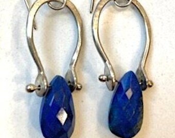 Dangle Earrings Lapis Lazuli with Sterling Silver - Marty Hogan Jewelry