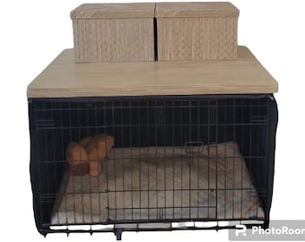 Safety Lip Included | Dog Kennel Wood Table Top Dog Kennel Cover Farmhouse Dog Kennel Top Dog Crate Topper Dog Crate Table Furniture