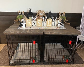 Safety Lip Included | Dog Kennel Wood Table Top Dog Kennel Cover Farmhouse Dog Kennel Top Dog Crate Topper Dog Crate Table Furniture