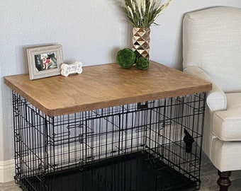 Safety Lip Included | Dog Kennel Wood Table Top Dog Kennel Cover Farmhouse Dog Kennel Top Dog Crate Topper Dog Crate Table Furniture